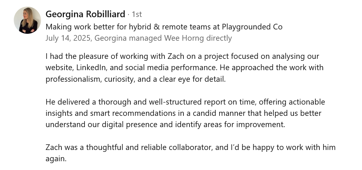 Georgina Robilliard Recommendation